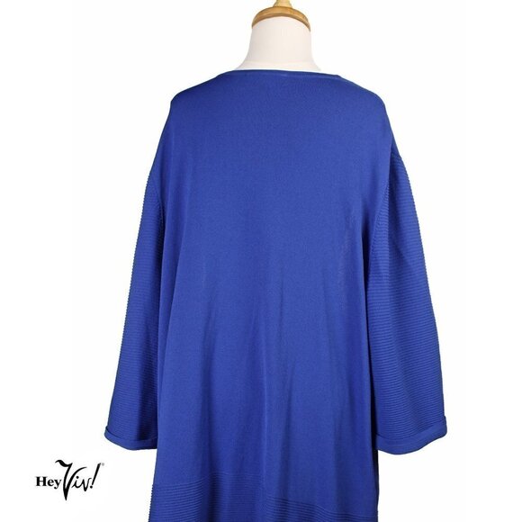 Royal Blue Knit Sweater Open Front Tunic Style Lane Bryant Size 22/24 - Hey Viv - Picture 4 of 6